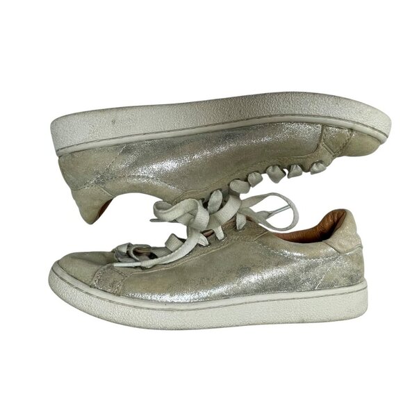 UGG Suede MILO Stardust Silver Lace-up Low-Top Sneaker Women's Size 7 Streetwear - Picture 11 of 13